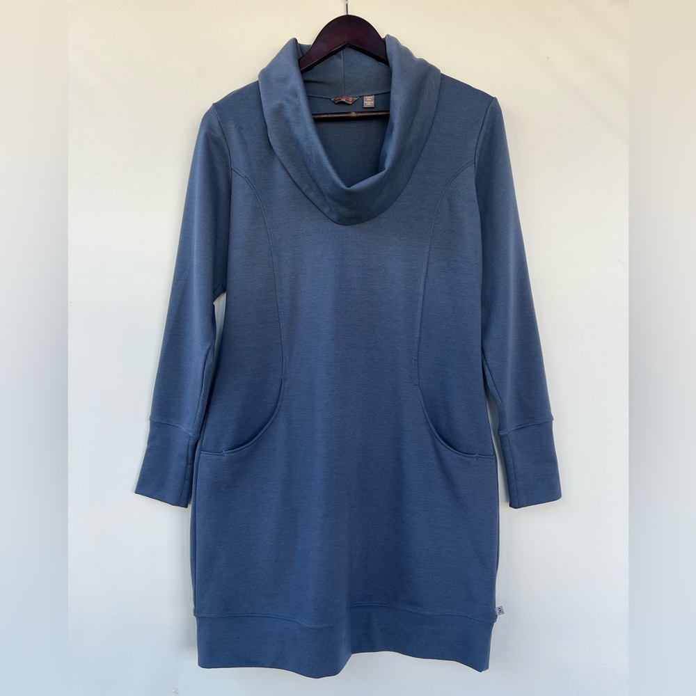 Merrell Womens Cowl Neck Long Sleeve Casual Dress Size M Blue Pockets
